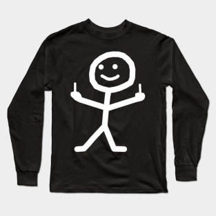 Stick Figure With Middle Finger Long Sleeve T-Shirt